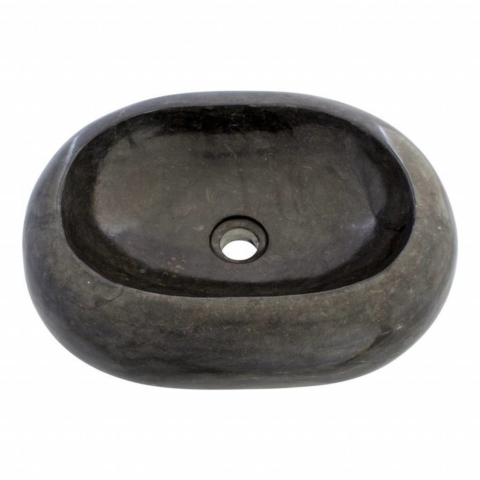 Indomarmer Waskom Donut Oval Zwart Marmer 45 x 35 x 12 cm