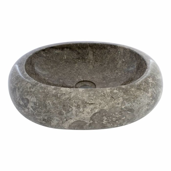 Indomarmer Waskom Donut Oval Grijs Marmer 45 x 35 x 12 cm