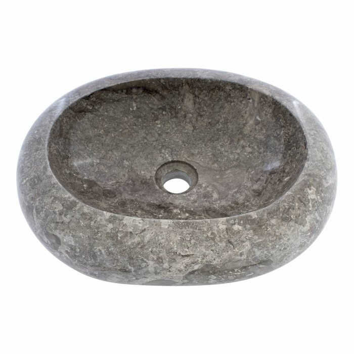 Indomarmer Grauem Marmor Waschbecken Donat Oval 45 x 35 x 12 cm
