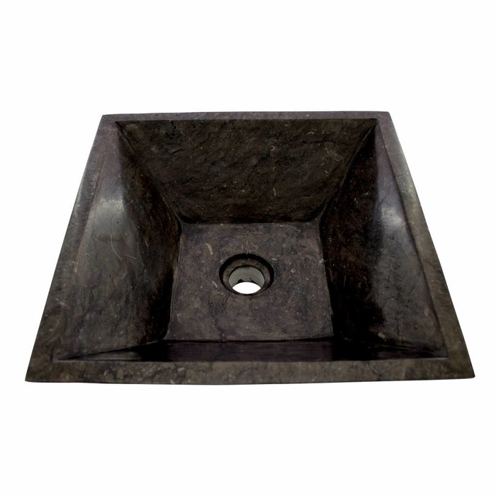 Indomarmer Schwarz Marmor Waschbecken Kotak Piramide 40 x 40 x 15 cm