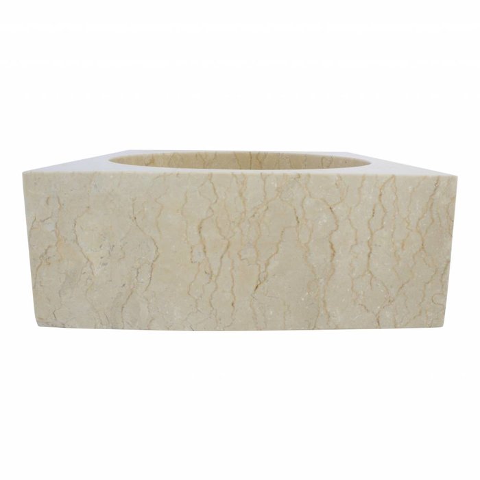 Indomarmer Creme Marmor Waschbecken Kotak Drum 40 x 40 x 15 cm