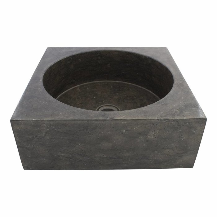 Indomarmer Schwarz Marmor Waschbecken Kotak Drum 40 x 40 x 15 cm