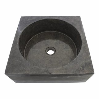 Indomarmer Schwarz Marmor Waschbecken Kotak Drum 40 x 40 x 15 cm