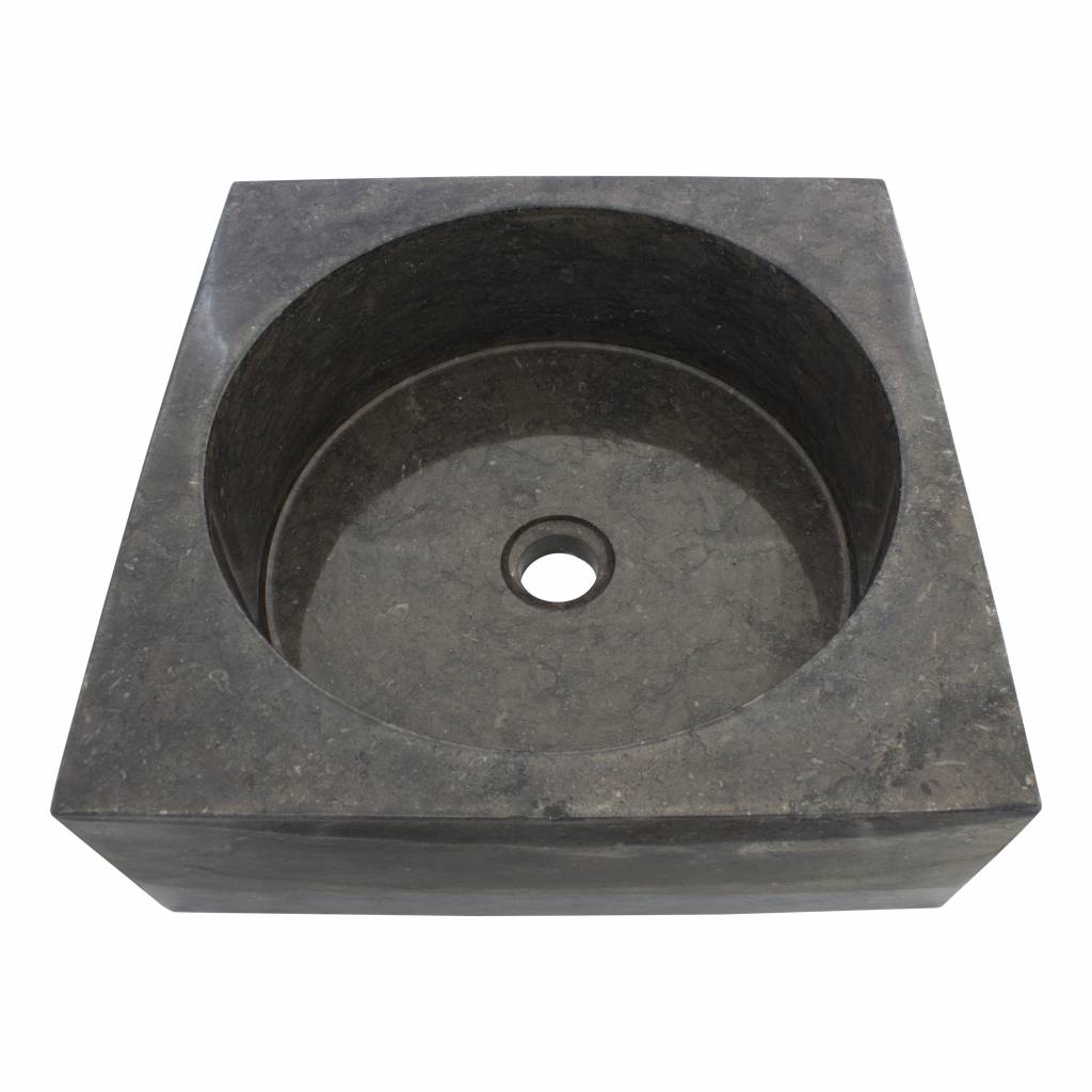 Indomarmer Black Marble Wash bowl Kotak Drum 40 x 40 x 15 cm