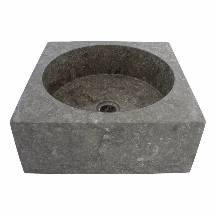 Indomarmer Gray Marble Wash bowl Kotak Drum 40 x 40 x 15 cm