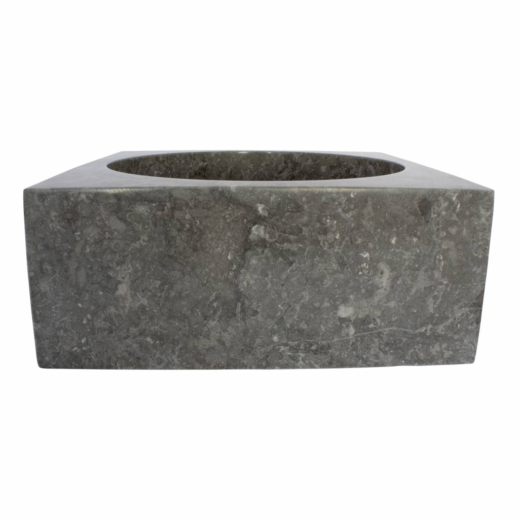 Indomarmer Gray Marble Wash bowl Kotak Drum 40 x 40 x 15 cm