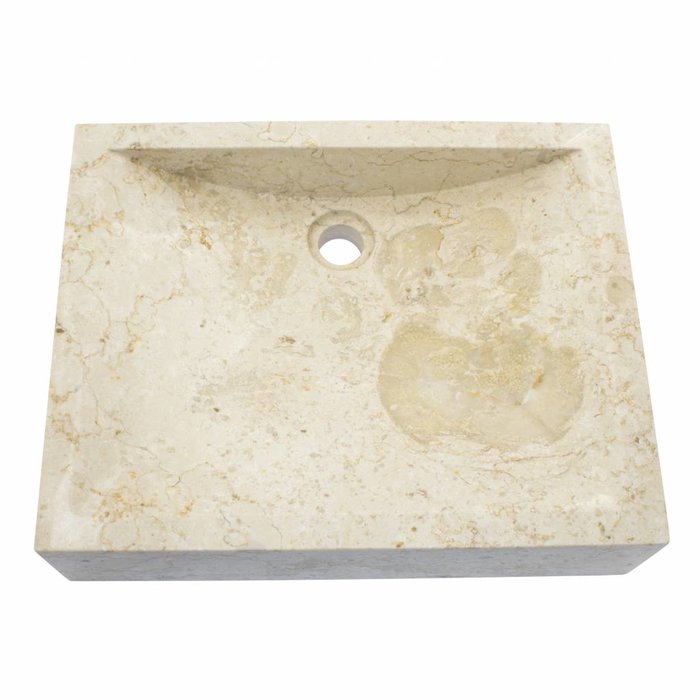 Indomarmer Rechthoekige Wasbak Crème Marmer 50x40x12cm