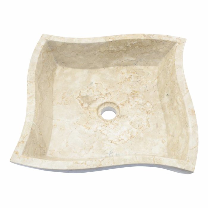 Indomarmer Creme Marmor Waschbecken Square Trap 45x45x12cm