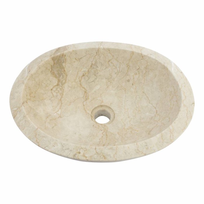 Indomarmer Creme Marmor Waschbecken Oval 43 x 35 x 15 cm