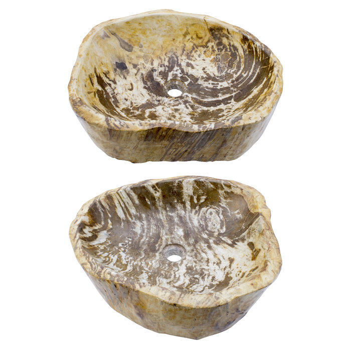 Indomarmer Polished Petrified Wood Washbasin Set