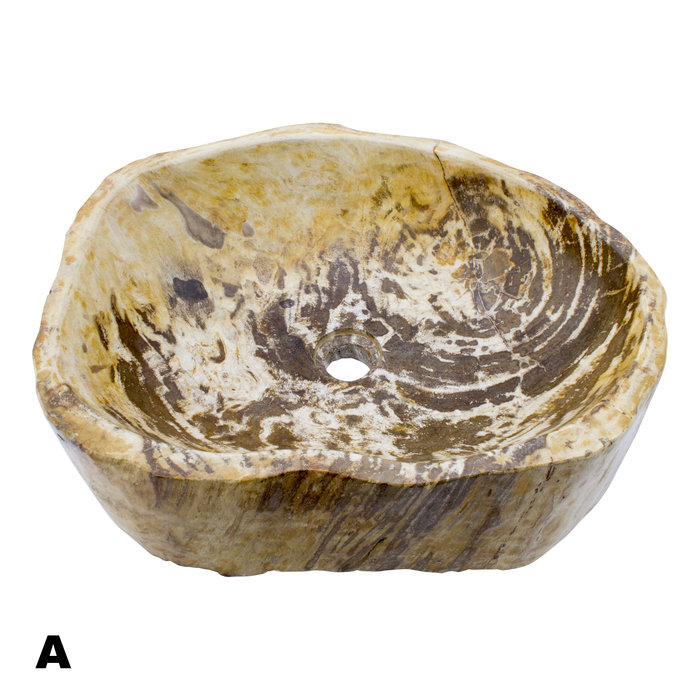 Indomarmer Polished Petrified Wood Washbasin Set