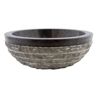 Indomarmer Schwarz Marmor Waschbecken Marmo-Polish  Ø 40 x H 15 cm