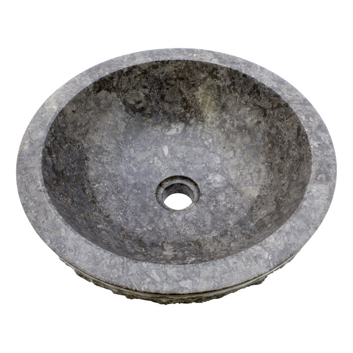 Indomarmer Waskom Marmo-Polish Grijs Marmer Ø 40 x H 15 cm