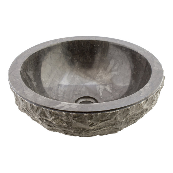 Indomarmer Waskom Full-Marmo Zwart Marmer Ø 40 x H 15 cm