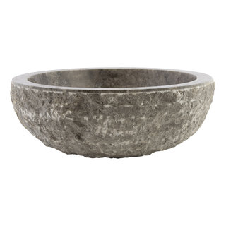 Indomarmer Grauem Marmor Waschbecken Full-Marmo  Ø 40 x H 15 cm