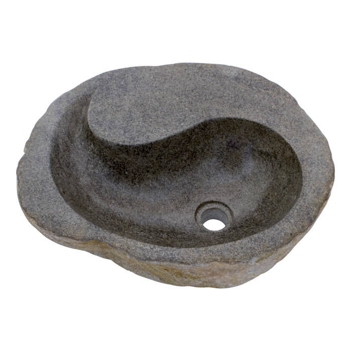 Indomarmer Waschbecken aus Flussstein Yin Yang 50x44x15cm