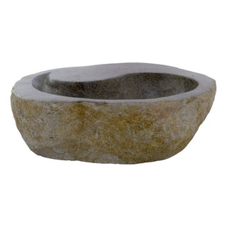 Indomarmer Waschbecken aus Flussstein Yin Yang 50x44x15cm