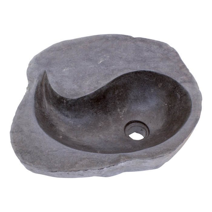 Indomarmer Waschbecken aus Flussstein Yin Yang 45x46x15cm