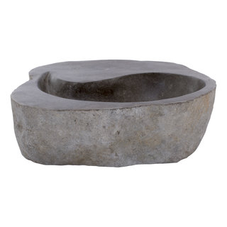 Indomarmer Waschbecken aus Flussstein Yin Yang 45x46x15cm