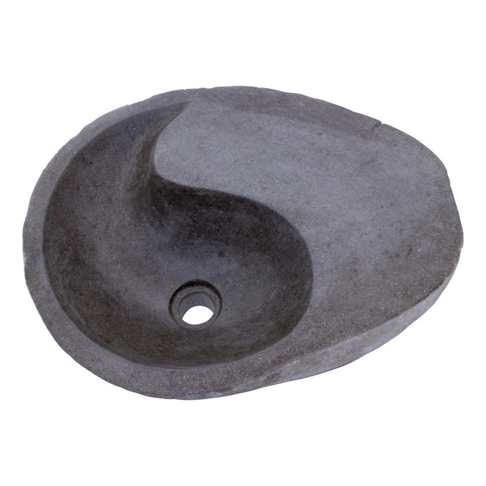 Indomarmer Waschbecken aus Flussstein Yin Yang 43x44x15cm
