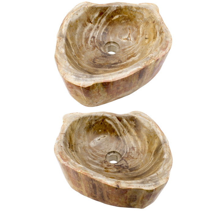 Indomarmer Polished Petrified Wood Washbasin Set