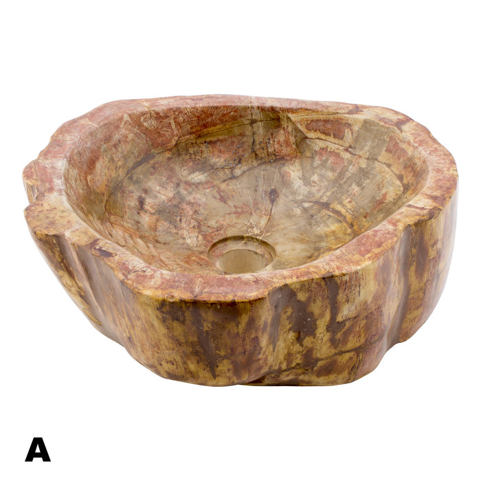 Indomarmer Gepolijste Set Waskommen van Versteend Hout