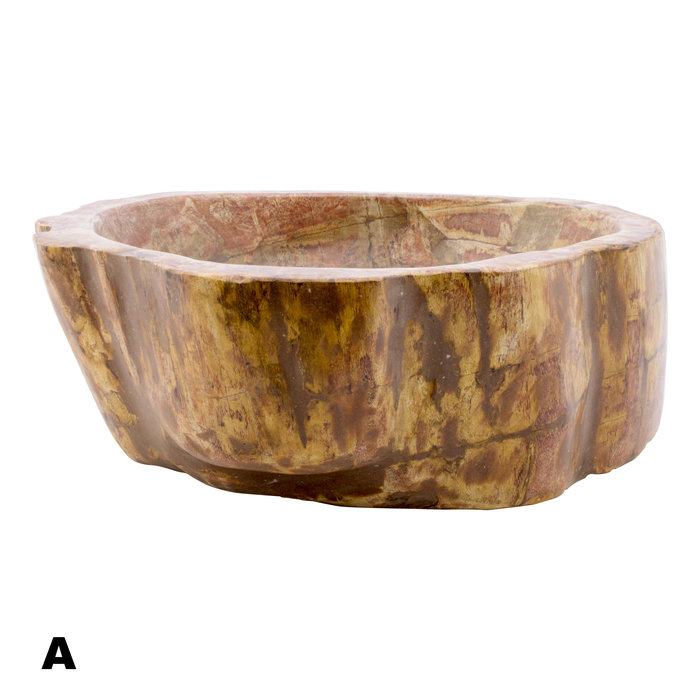 Indomarmer Gepolijste Set Waskommen van Versteend Hout