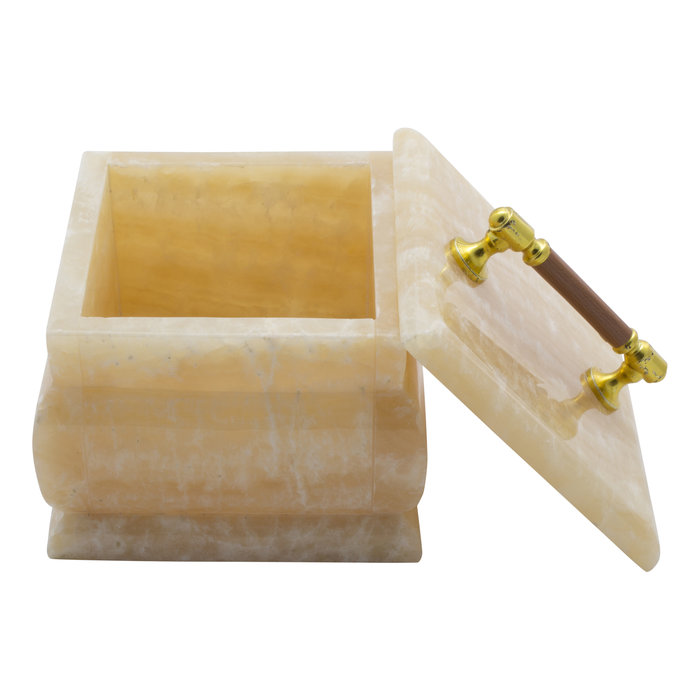 Indomarmer Dose aus Onyx Winkelform