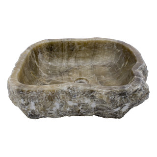 Indomarmer Waschbecken aus Schwarzem Onyx 52x45x15cm