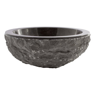 Indomarmer Schwarz Marmor WC-Becken Full-Marmo  Ø 30 x H 12 cm