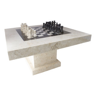 Indomarmer Schachtisch Quadrat 80x80x45 cm Creme Marmor