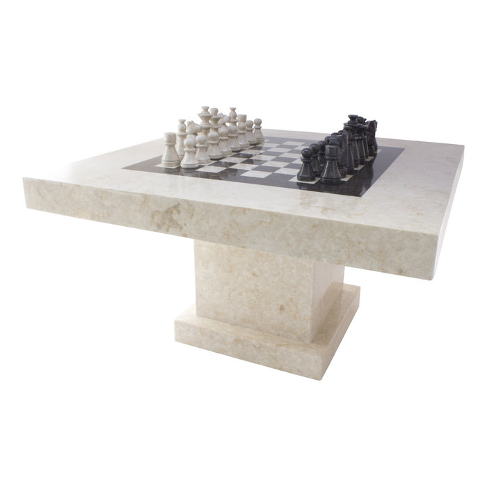 Indomarmer Schaaktafel Vierkant 80x80x45 cm Crème Marmer