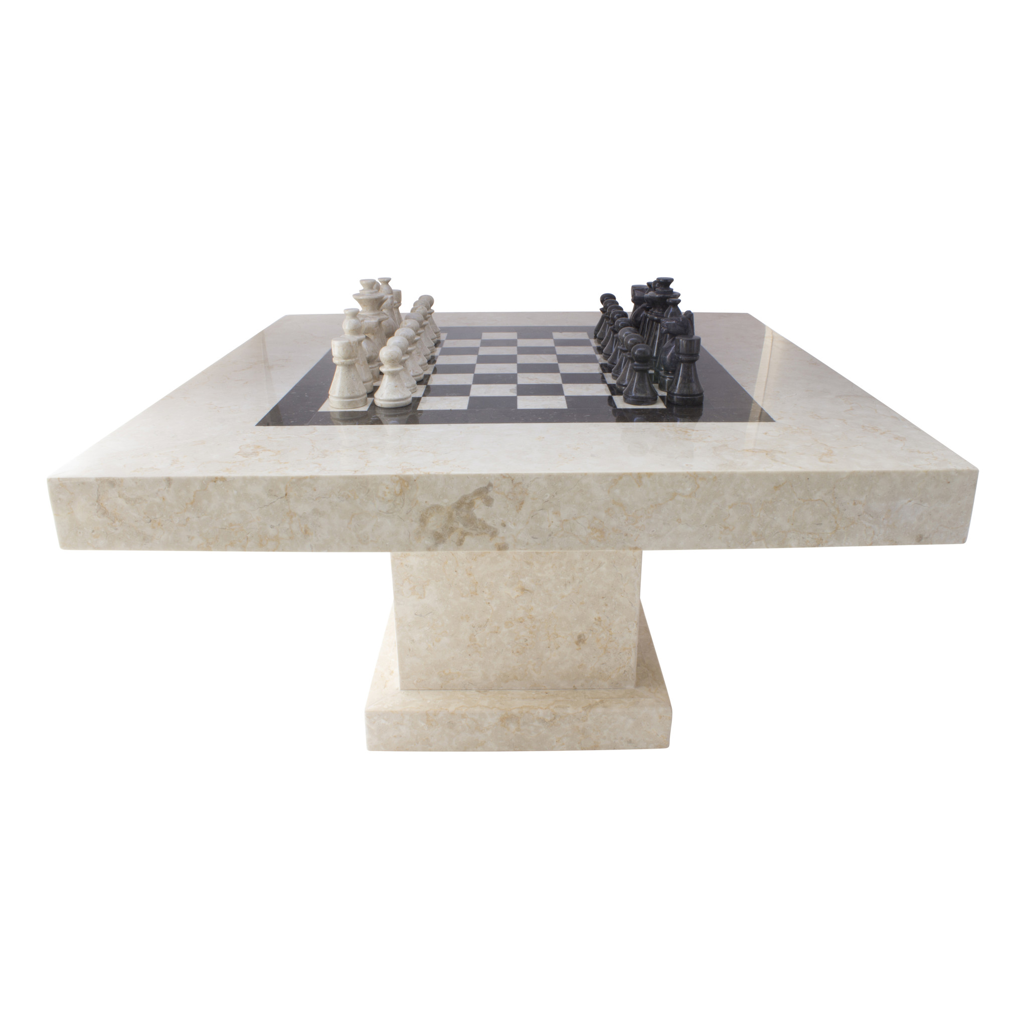Indomarmer Chess table Square 80x80x45 cm Cream Marble