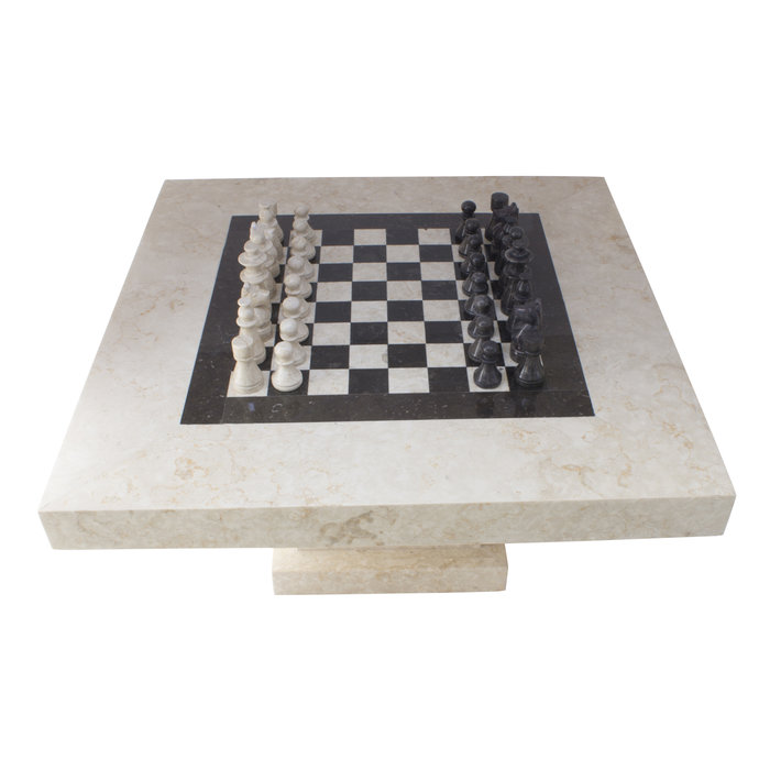 Indomarmer Schaaktafel Vierkant 80x80x45 cm Crème Marmer