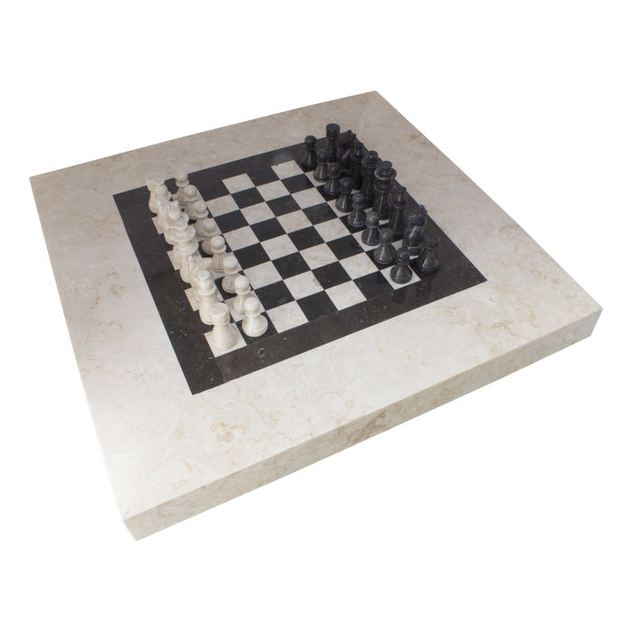 Indomarmer Schachtisch Quadrat 80x80x45 cm Creme Marmor