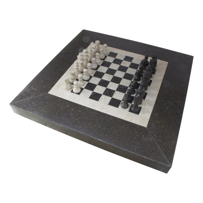 Indomarmer Chess table Square 80x80x45 cm Black Marble