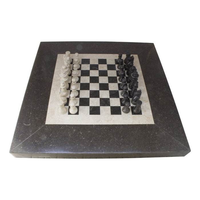 Indomarmer Schaaktafel Vierkant 80x80x45 cm Zwart Marmer
