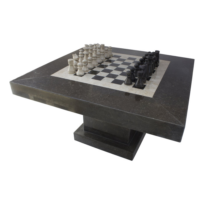 Indomarmer Chess table Square 80x80x45 cm Black Marble