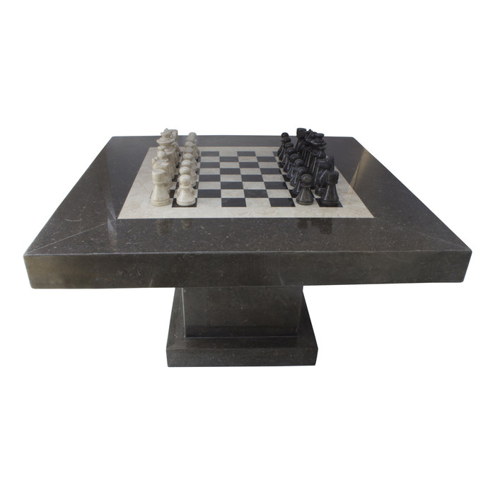 Indomarmer Schaaktafel Vierkant 80x80x45 cm Zwart Marmer