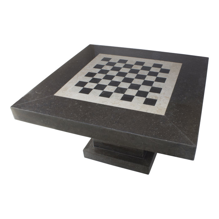 Indomarmer Schachtisch Quadrat 80x80x45 cm Schwarz Marmor