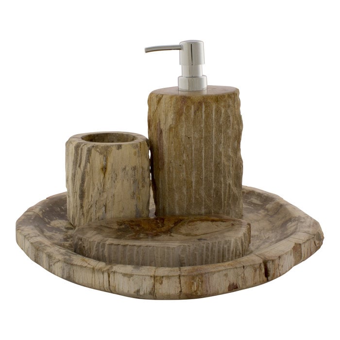 Indomarmer 4-Piece Petrified Wood Bath Set Liana