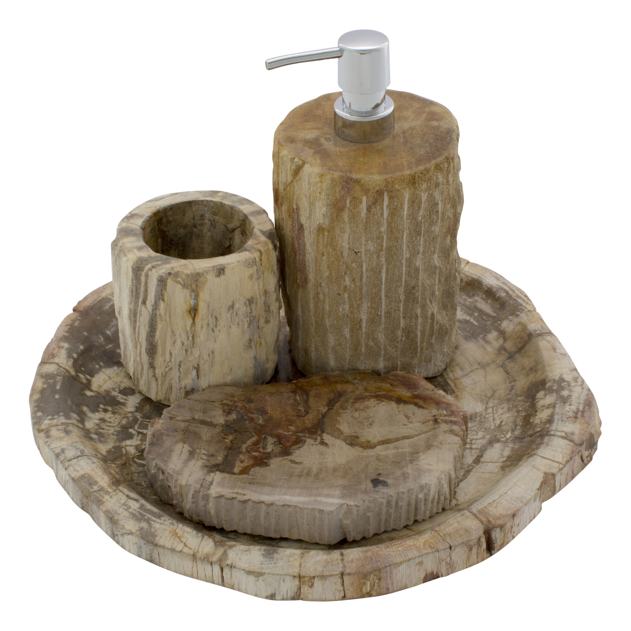 Indomarmer 4-Piece Petrified Wood Bath Set Liana