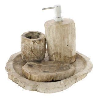 Indomarmer 4-Piece Petrified Wood Bath Set Liana