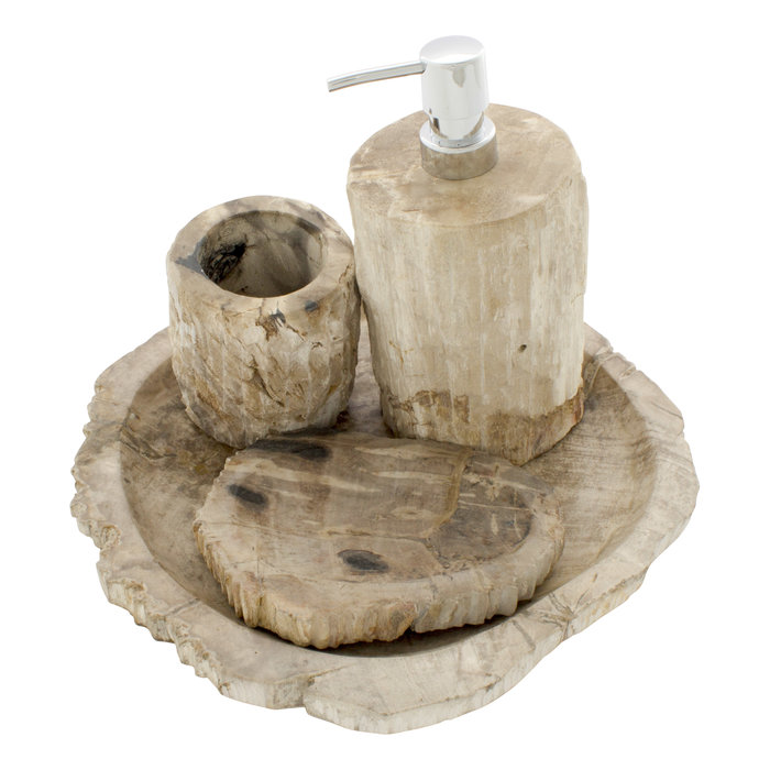 Indomarmer 4-Delige Versteend Hout Badset Liana