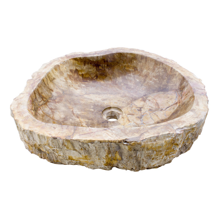 Indomarmer Wasbak van Versteend Hout 51x44x15cm