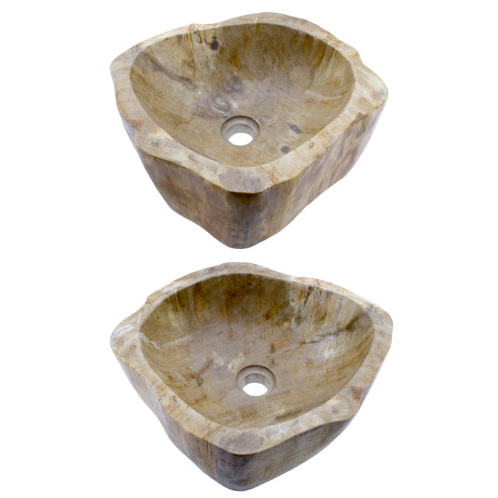 Indomarmer Polished Petrified Wood Washbasin Set