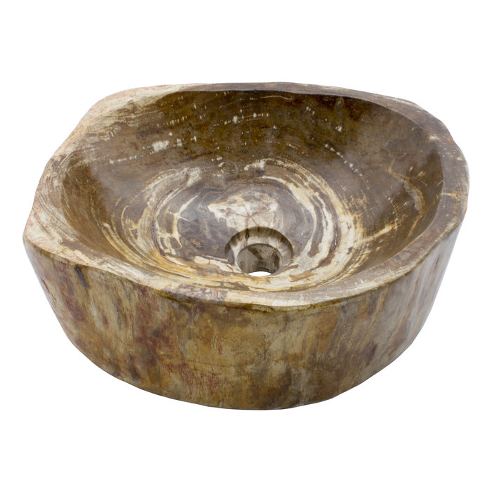 Indomarmer Polished Wash Bowl of Petrified Wood 41x33x15cm