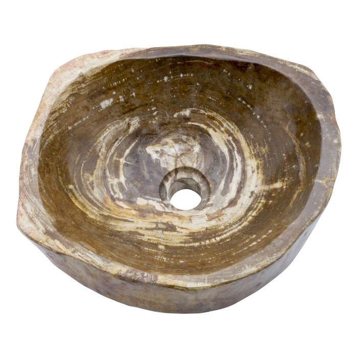 Indomarmer Polished Wash Bowl of Petrified Wood 41x33x15cm