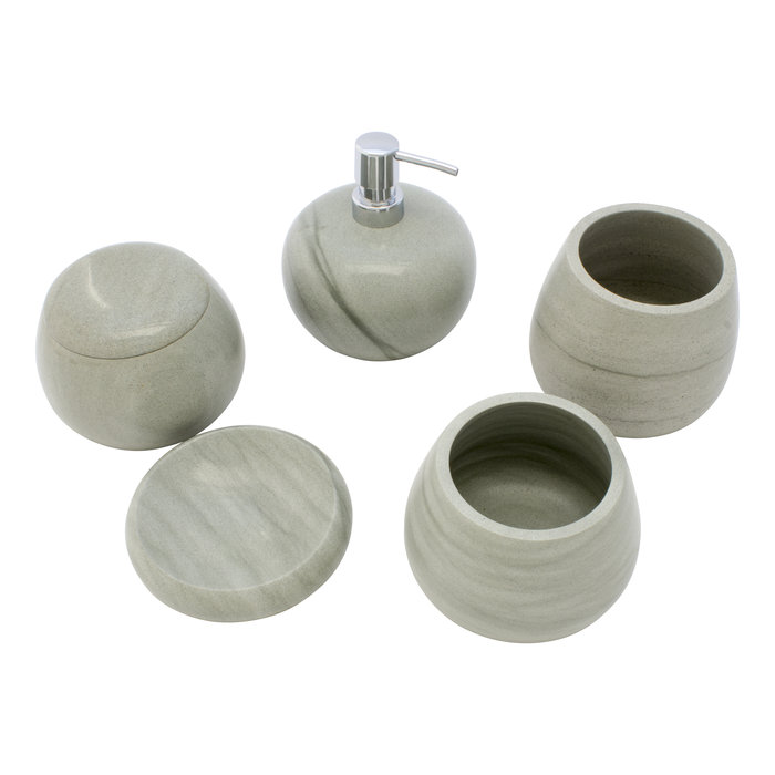 Indomarmer 5-Piece Green Sandstone bath set Ida