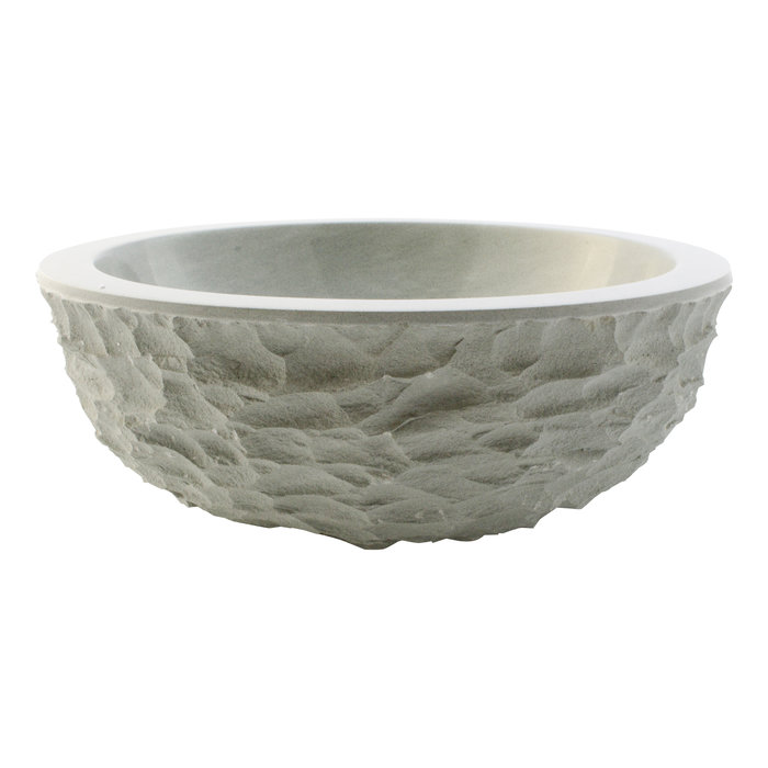 Indomarmer Grüner Sandstein Waschbecken Full-Marmo  Ø 40 x H 15 cm